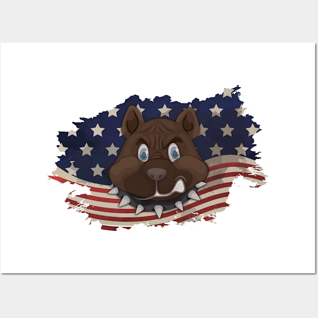 Pit bull American Flag USA patriotic  4th of July Gift Wall Art by vip.pro123